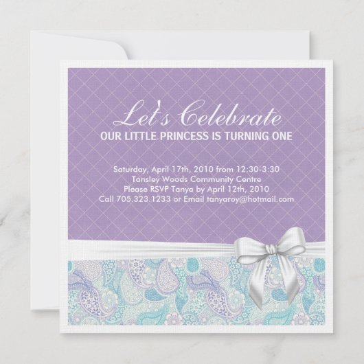 Invitation à la fête d'anniversaire (Dos)