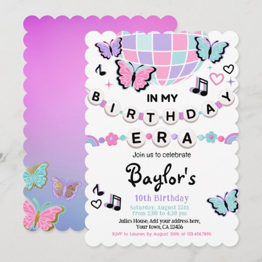 Invitation à la fête d'anniversaire (Devant / Derrière)