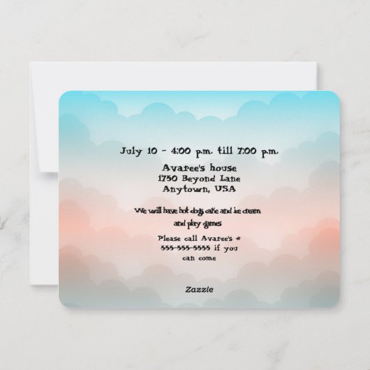 Invitation à la fête d'anniversaire (Dos)