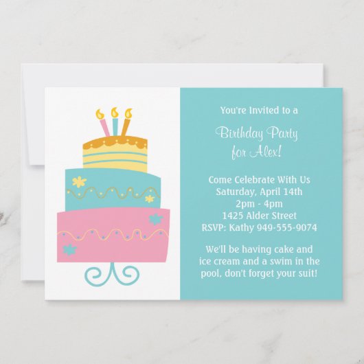 Invitation à la fête d'anniversaire (Devant)