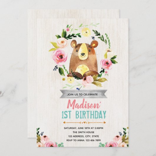 Invitation à la fête d'anniversaire (Devant / Derrière)