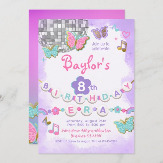 Invitation à la fête d'anniversaire (Devant / Derrière)