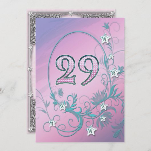 Invitation à la fête d'anniversaire 29 ans (Devant / Derrière)