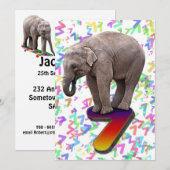 Invitation à la fête d'anniversaire 7, avec des él (Devant / Derrière)