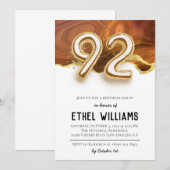 Invitation à la fête d'anniversaire 92 ans (Devant / Derrière)