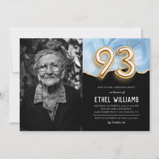 Invitation à la fête d'anniversaire 93 ans (Devant)