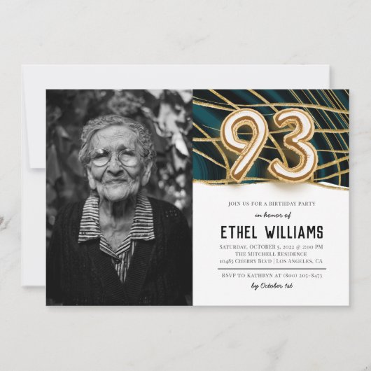Invitation à la fête d'anniversaire 93 ans (Devant)