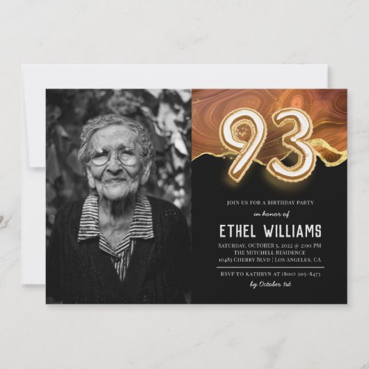 Invitation à la fête d'anniversaire 93 ans (Devant)