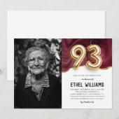 Invitation à la fête d'anniversaire 93 ans (Devant / Derrière)