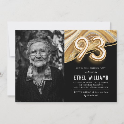 Invitation à la fête d'anniversaire 93 ans (Devant)