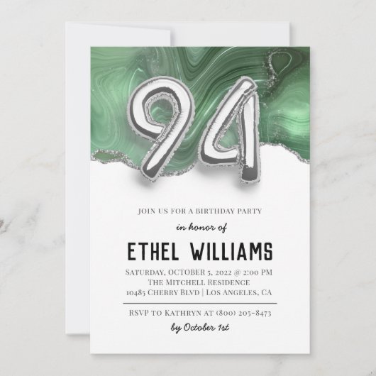 Invitation à la fête d'anniversaire 94 ans (Devant)