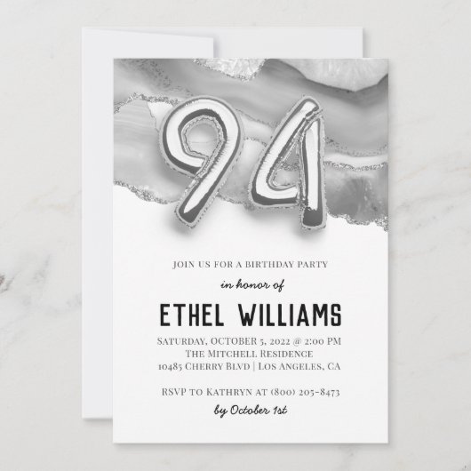 Invitation à la fête d'anniversaire 94 ans (Devant)