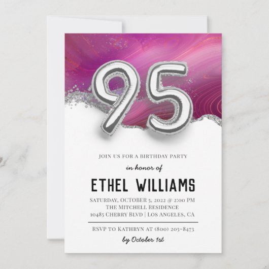 Invitation à la fête d'anniversaire 95 ans (Devant)