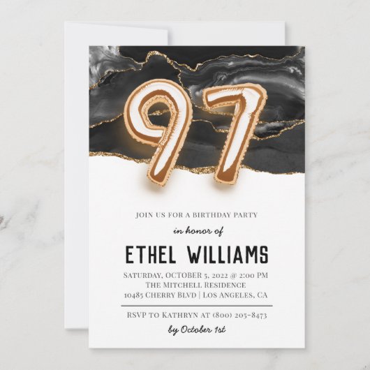 Invitation à la fête d'anniversaire 97 ans (Devant)