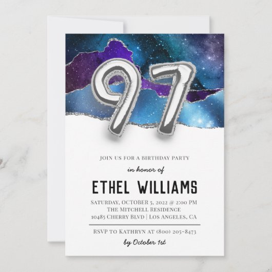 Invitation à la fête d'anniversaire 97 ans (Devant)