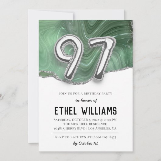 Invitation à la fête d'anniversaire 97 ans (Devant)