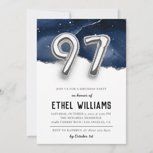 Invitation à la fête d'anniversaire 97 ans (Devant)