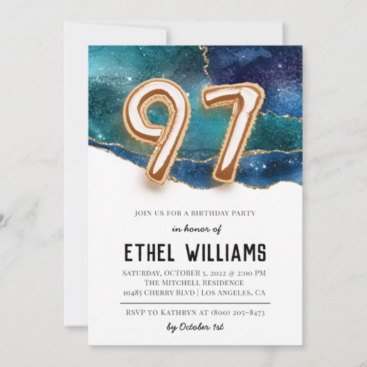 Invitation à la fête d'anniversaire 97 ans (Devant)