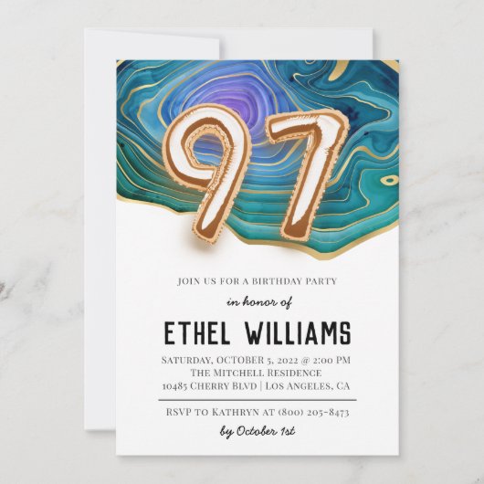 Invitation à la fête d'anniversaire 97 ans (Devant)