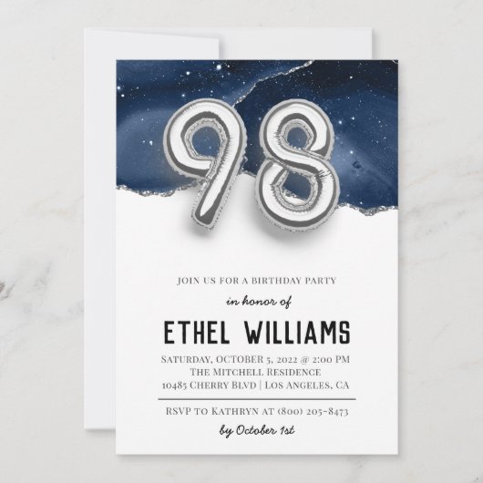 Invitation à la fête d'anniversaire 98 ans (Devant)