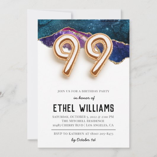 Invitation à la fête d'anniversaire 99 ans (Devant)