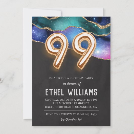 Invitation à la fête d'anniversaire 99 ans (Devant)