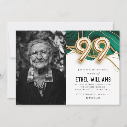Invitation à la fête d'anniversaire 99 ans (Devant)