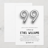 Invitation à la fête d'anniversaire 99 ans (Devant / Derrière)