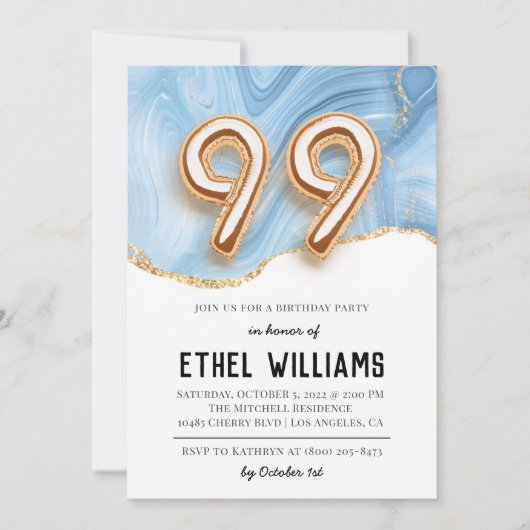 Invitation à la fête d'anniversaire 99 ans (Devant)