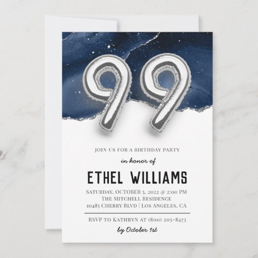 Invitation à la fête d'anniversaire 99 ans (Devant)