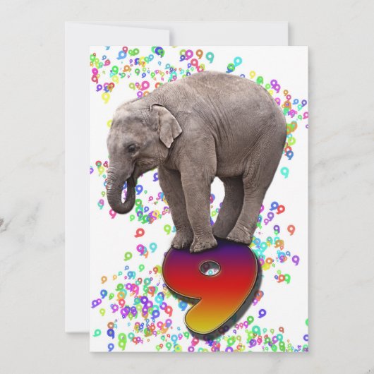 Invitation à la fête d'anniversaire 9, avec des él (Devant)