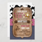 Invitation à la fête d'anniversaire à thème Cowboy (Devant / Derrière)