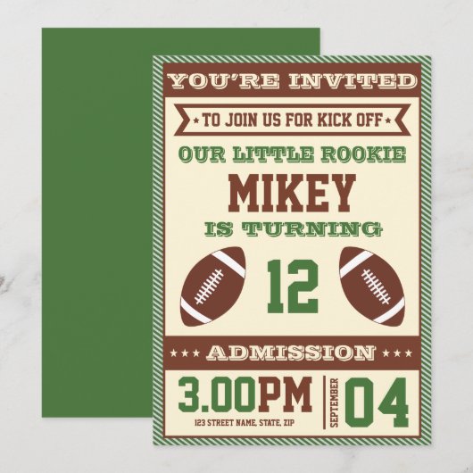 Invitation à la fête d'anniversaire à thème du foo (Devant / Derrière)