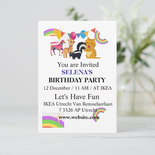 Invitation à la fête d'anniversaire Animaux & Arc- (Debout devant)