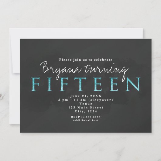 Invitation à la fête d'anniversaire Aqua Blue & Gr (Devant)