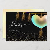 Invitation à la fête d'anniversaire arc-en-ciel et (Devant / Derrière)