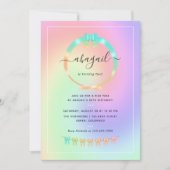 Invitation à la fête d'anniversaire arc-en-ciel et (Devant)