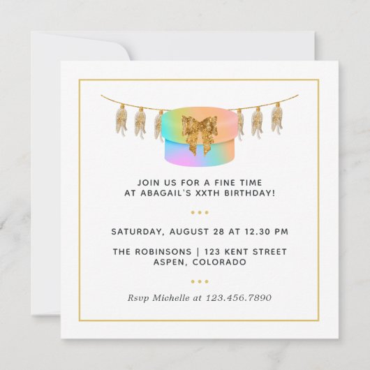 Invitation à la fête d'anniversaire Arc-en-ciel et (Dos)