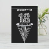 Invitation à la fête d'anniversaire - Argent et No (Debout devant)