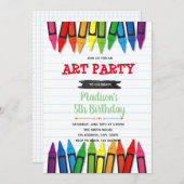 Invitation à la fête d'anniversaire Art crayon (Devant / Derrière)