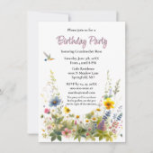 Invitation à la fête d'anniversaire aux fleurs sau (Devant)