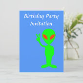 Invitation à la fête d'anniversaire avec alien pou (Debout devant)