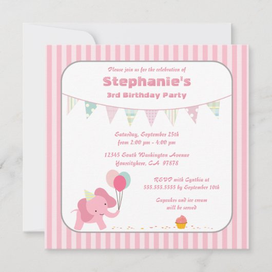 Invitation à la fête d'anniversaire avec des rayur (Devant)