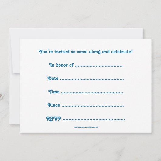 Invitation à la fête d'anniversaire avec kit à tam (Dos)