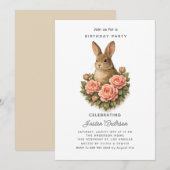 Invitation à la fête d'anniversaire avec lapin et  (Devant / Derrière)