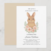 Invitation à la fête d'anniversaire avec lapin et  (Devant / Derrière)