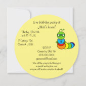 Invitation à la fête d'anniversaire avec le ver de (Dos)