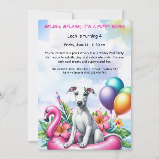 Invitation à la fête d'anniversaire avec piscine S (Devant)