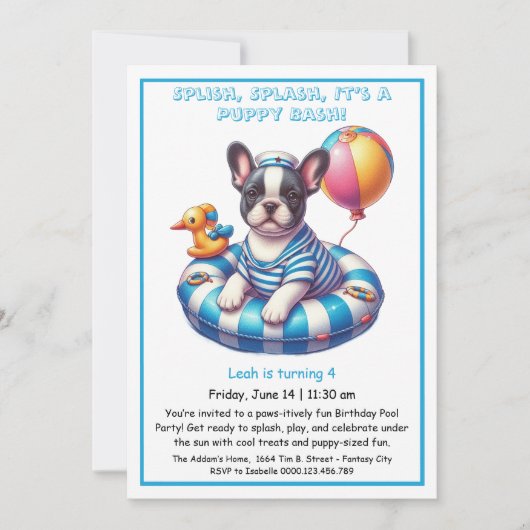Invitation à la fête d'anniversaire avec piscine S (Devant)
