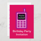 Invitation à la fête d'anniversaire avec un téléph (Devant / Derrière)